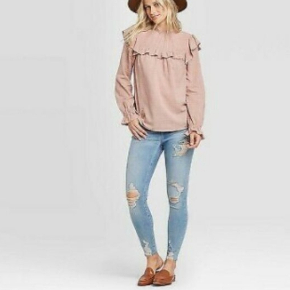 Universal Thread Ruffle Long Sleeve Blouse M NEW NWT - Picture 3 of 10